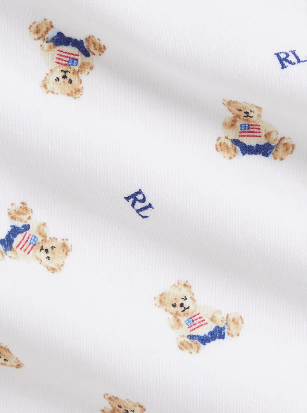 Baby Onesie Set with Matching Hat and Bib All-Over Bear Print in White Cotton Suits