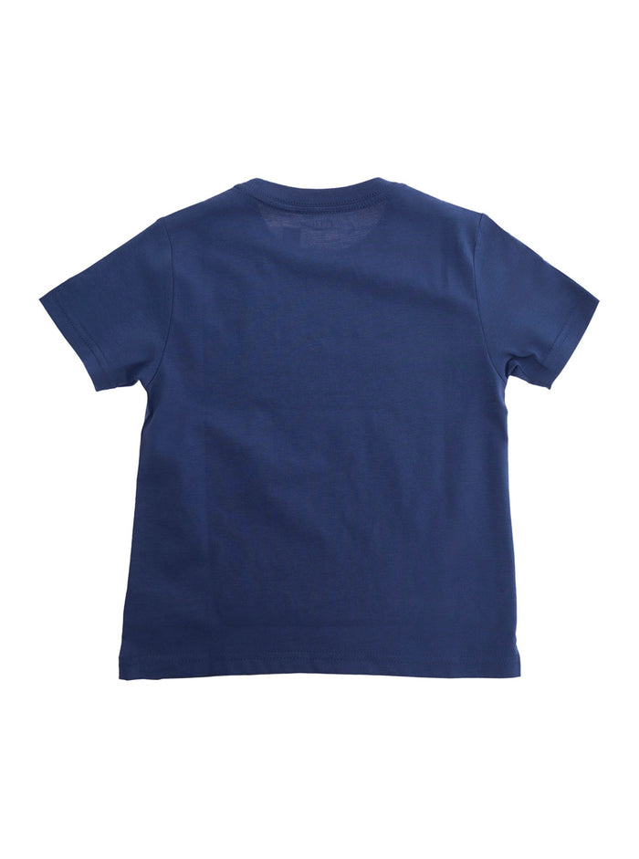 Blue Polo T-Shirt with Round Neck and Front Logo in Cotton for Men Blu Tshirts Shirts