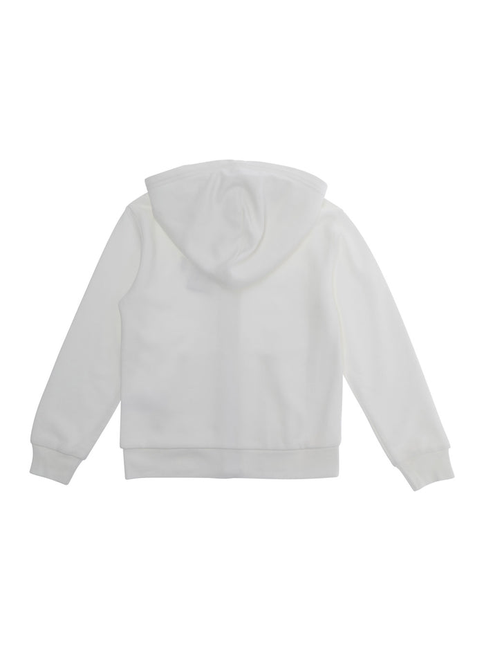 White Hoodie Ls Fz Hood-Knit Shirts-Sweatshirt With Fixed Hood And Front Zip Closure In Cotton For Women Polyester Sweatshirts