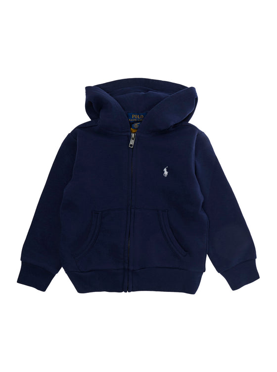 Hooded Sweatshirt With Zip, Featuring A Casual Design, Cotton, Blue Color, For Boy Blu Sweatshirts