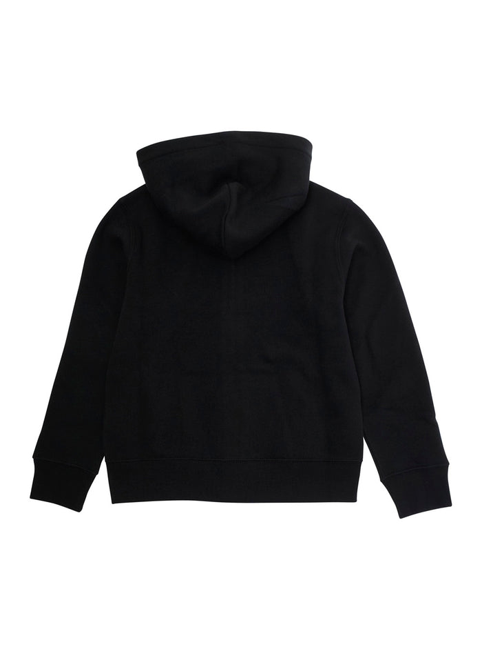 Hooded Sweatshirt with Pony Embroidery on the Front in Cotton Blend Black Kids Polyester Sweatshirts