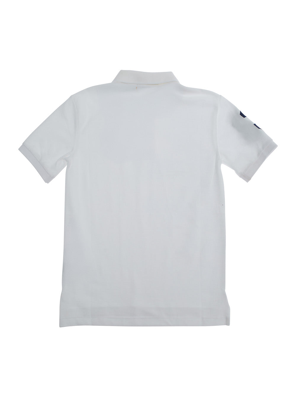 White Polo with Large Pony Embroidery on the Front and Numeric Detail Shoulder in Cotton for Kids Tshirts Shirts