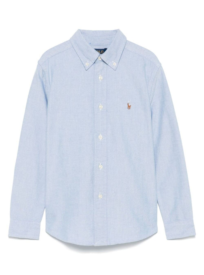 Shirt with Embroidered Pony Logo on Front in Blue Cotton for Kids Light And Blouses