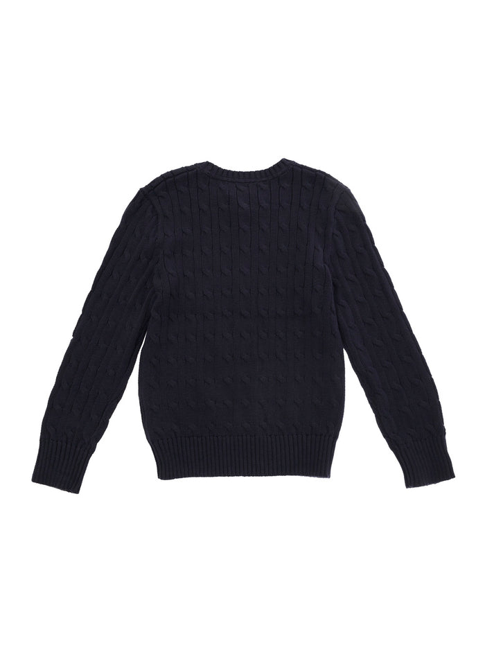 Blue Sweater Cable Knit in Tech Fabric Men Blu Cotton Jersey