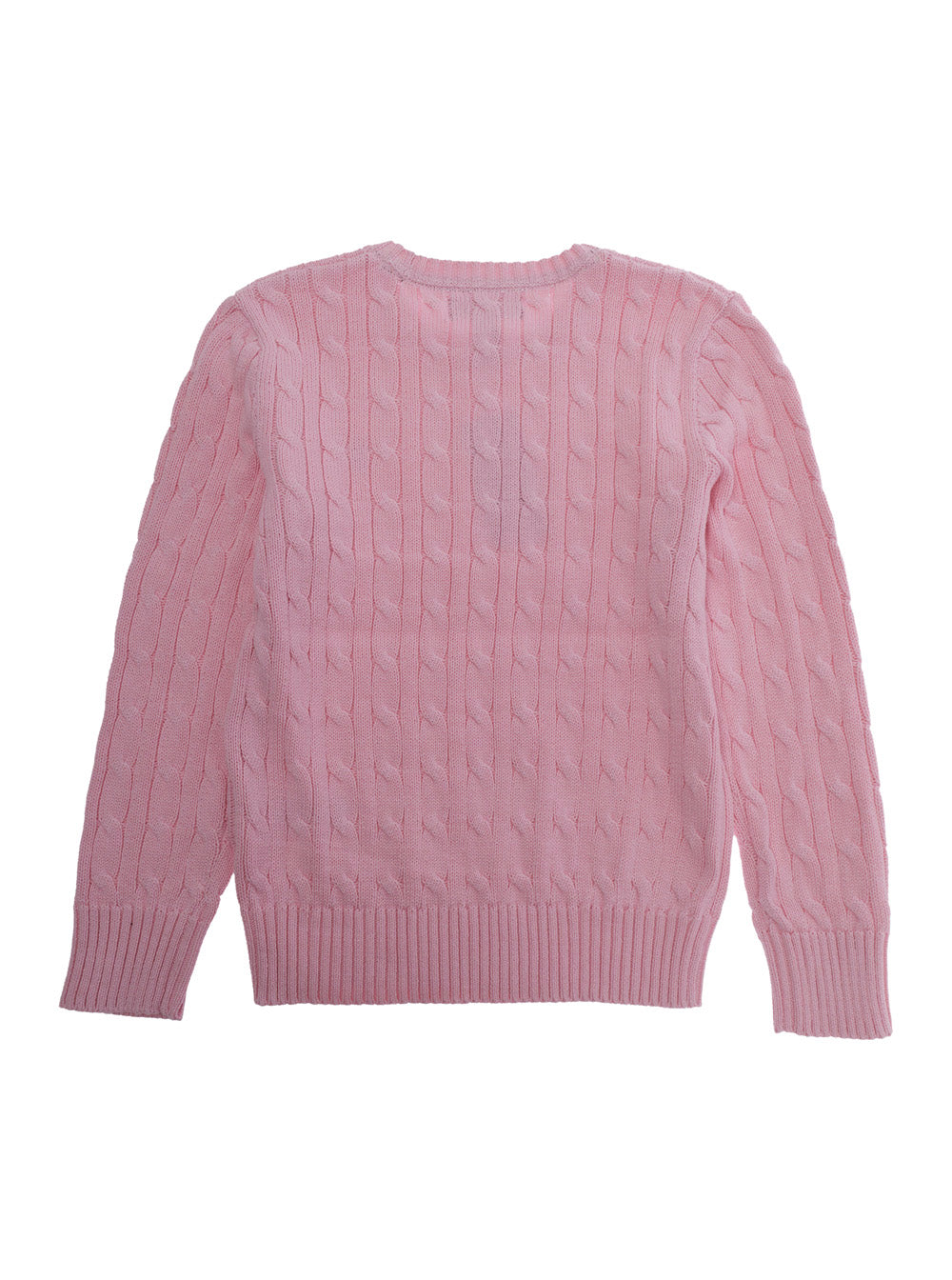 Sweater LS CABLE CN-TOPS-SWEATER Pink with Crew Neck for Women Cotton Jersey