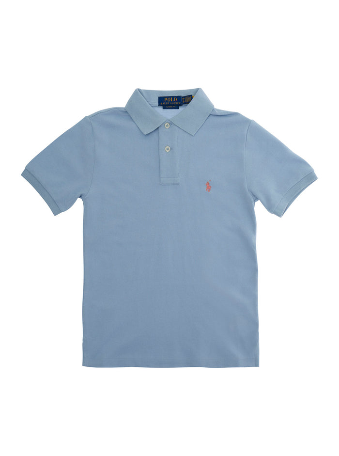 Polo Shirt With Collar And Short Sleeves Light Blue Boy Tshirts