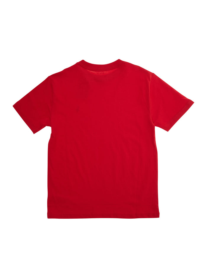 Red Cotton T-shirt with Pony Logo on the Front for Kids Tshirts And Polo Shirts