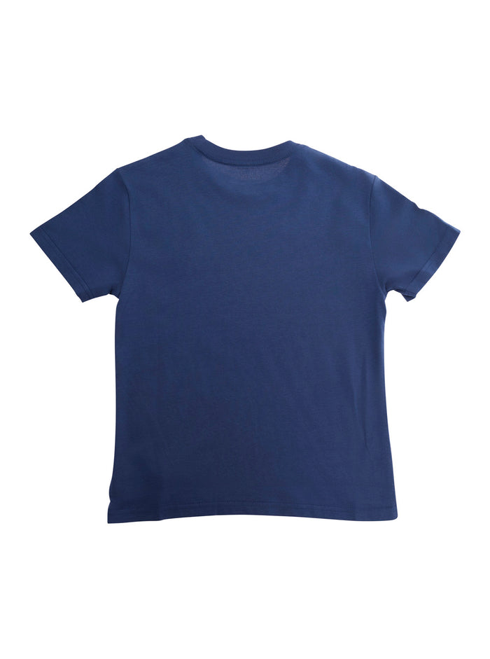 Blue T-Shirt with Logo Print on the Front for Men Blu Cotton Tshirts And Polo Shirts