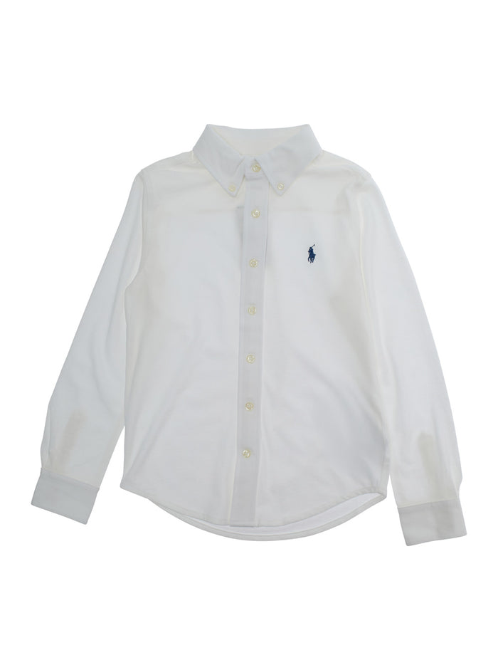 Shirt with Embroidered Pony Logo on Front in White Cotton for Kids And Blouses