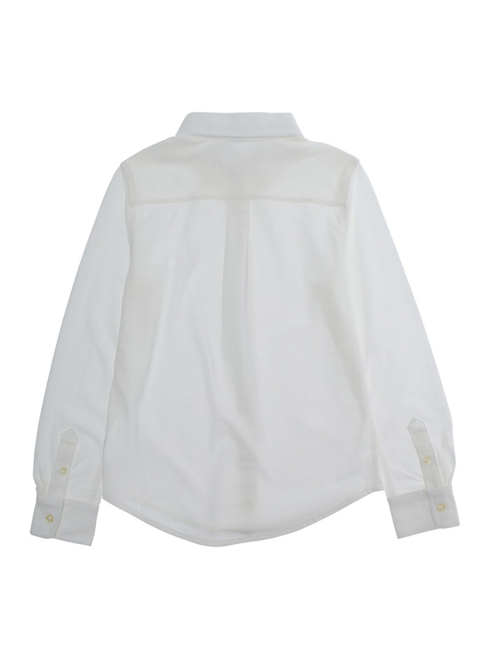 Shirt with Embroidered Pony Logo on Front in White Cotton for Kids And Blouses