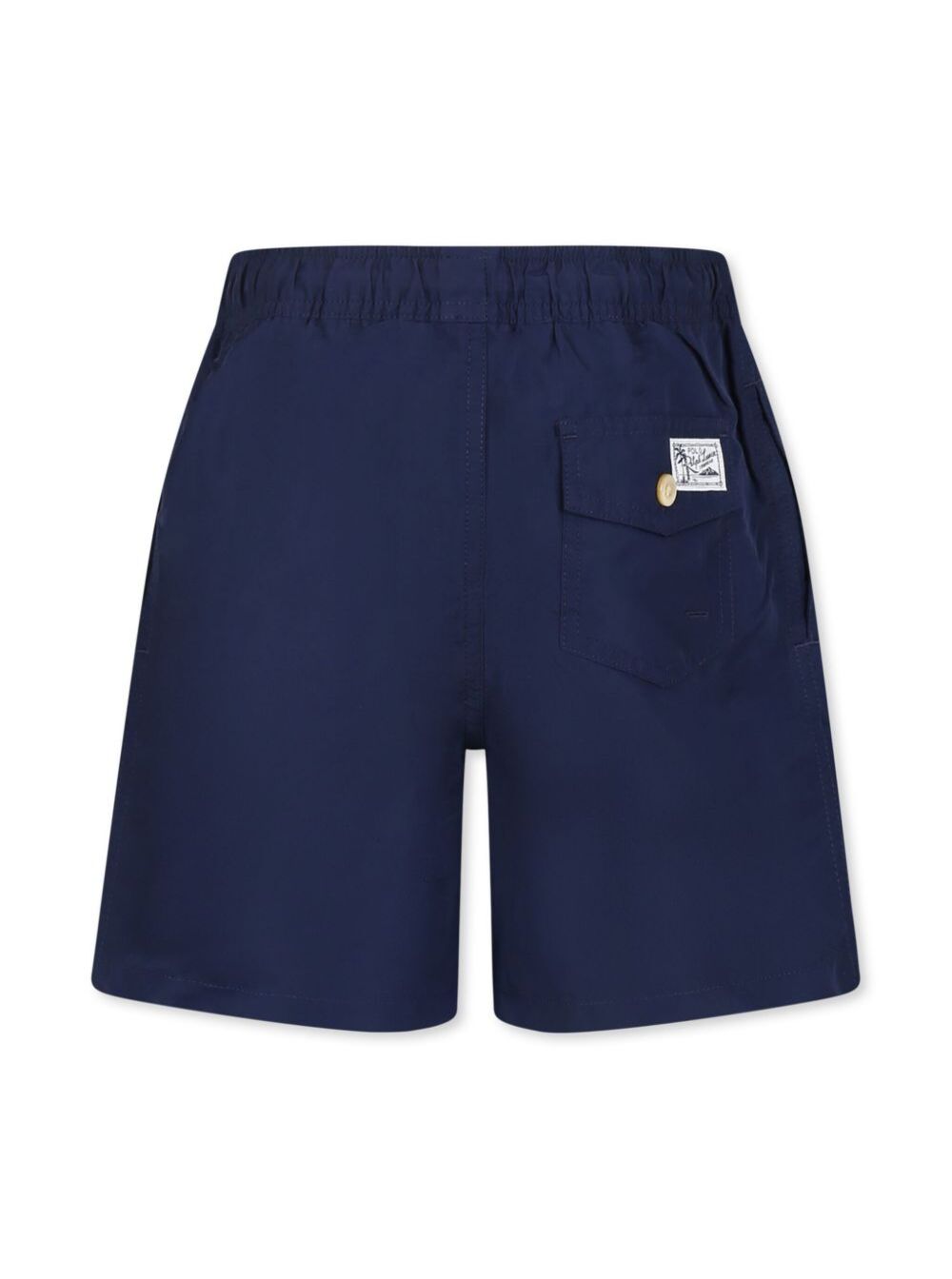 Blue Swimsuit with Elastic Waist and Embroidered Pony on the Front in Tech Fabric for Kids Blu Polyester Beachwear