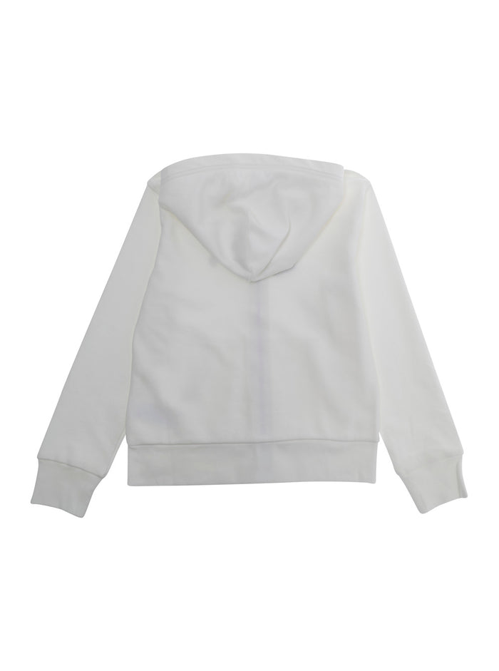 White Hoodie LS FZ HOOD-KNIT SHIRTS-SWEATSHIRT with Hood and Front Zip - Cotton Unisex Polyester Sweatshirts