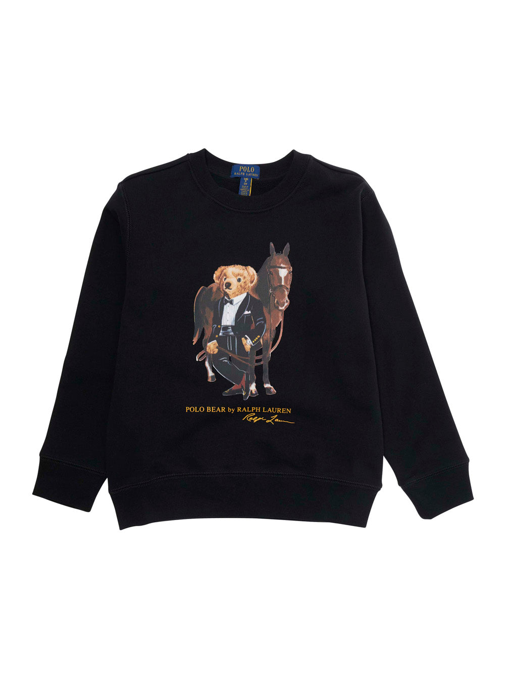 Crewneck Sweatshirt with Maxi Logo on the Front in Black Cotton for Kids Sweatshirts