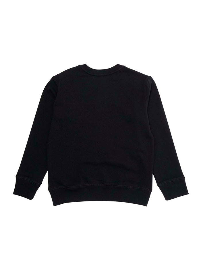 Crewneck Sweatshirt with Maxi Logo on the Front in Black Cotton for Kids Sweatshirts