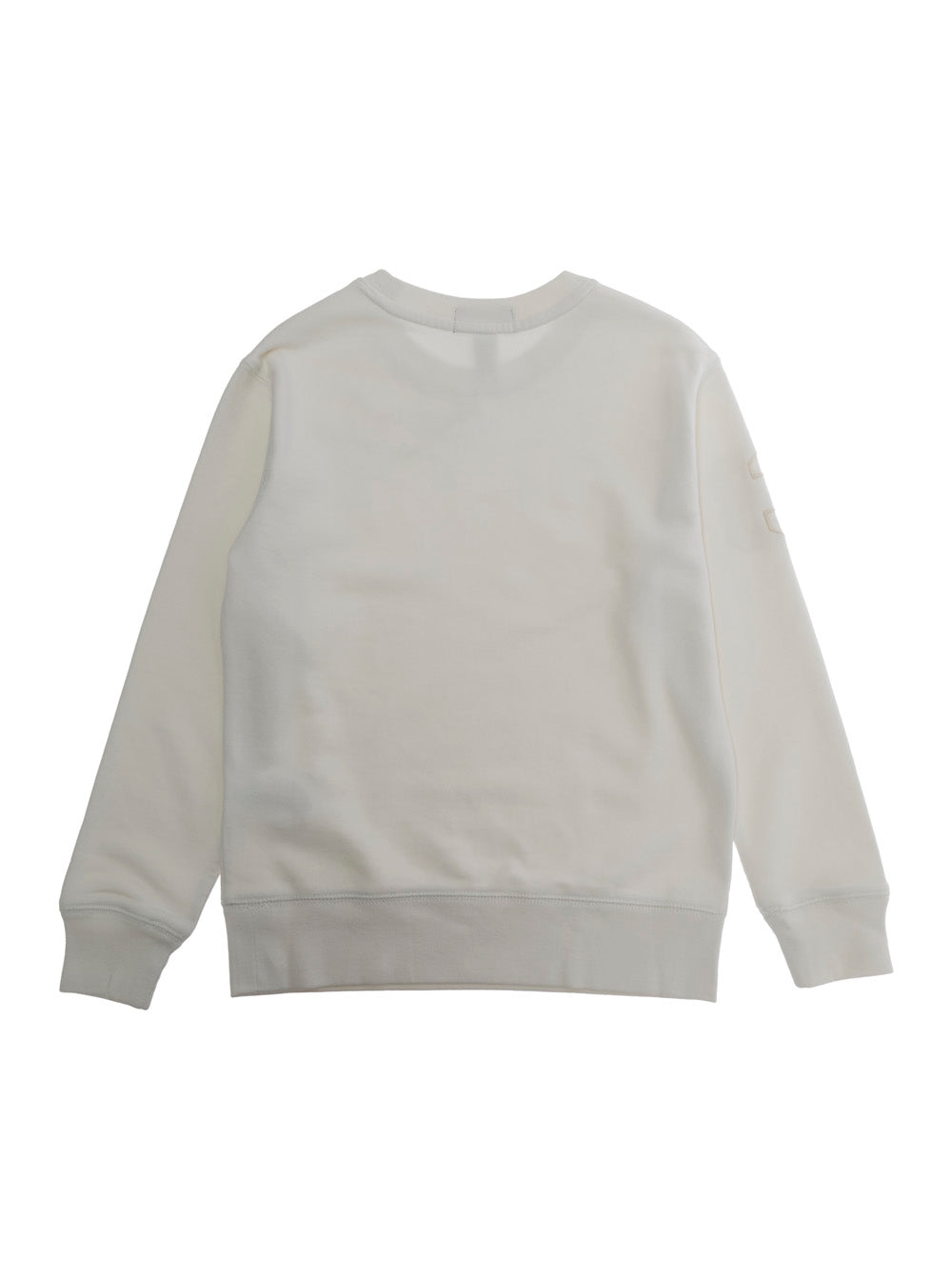 KNIT-PULLOVER-SWEATSHIRT White Long Sleeve Sweater with Round Neck and Embroidered Logo for Men Cotton Polyester Jersey