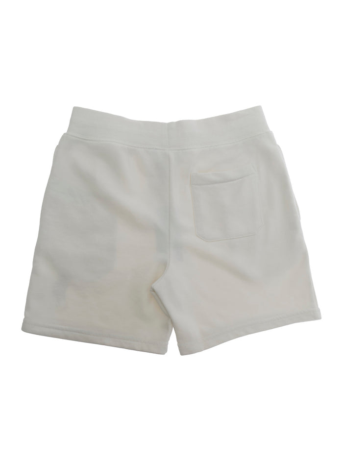 KNIT-SHORTS - White Bermuda with elastic waistband Cotton Men Polyester Shorts And