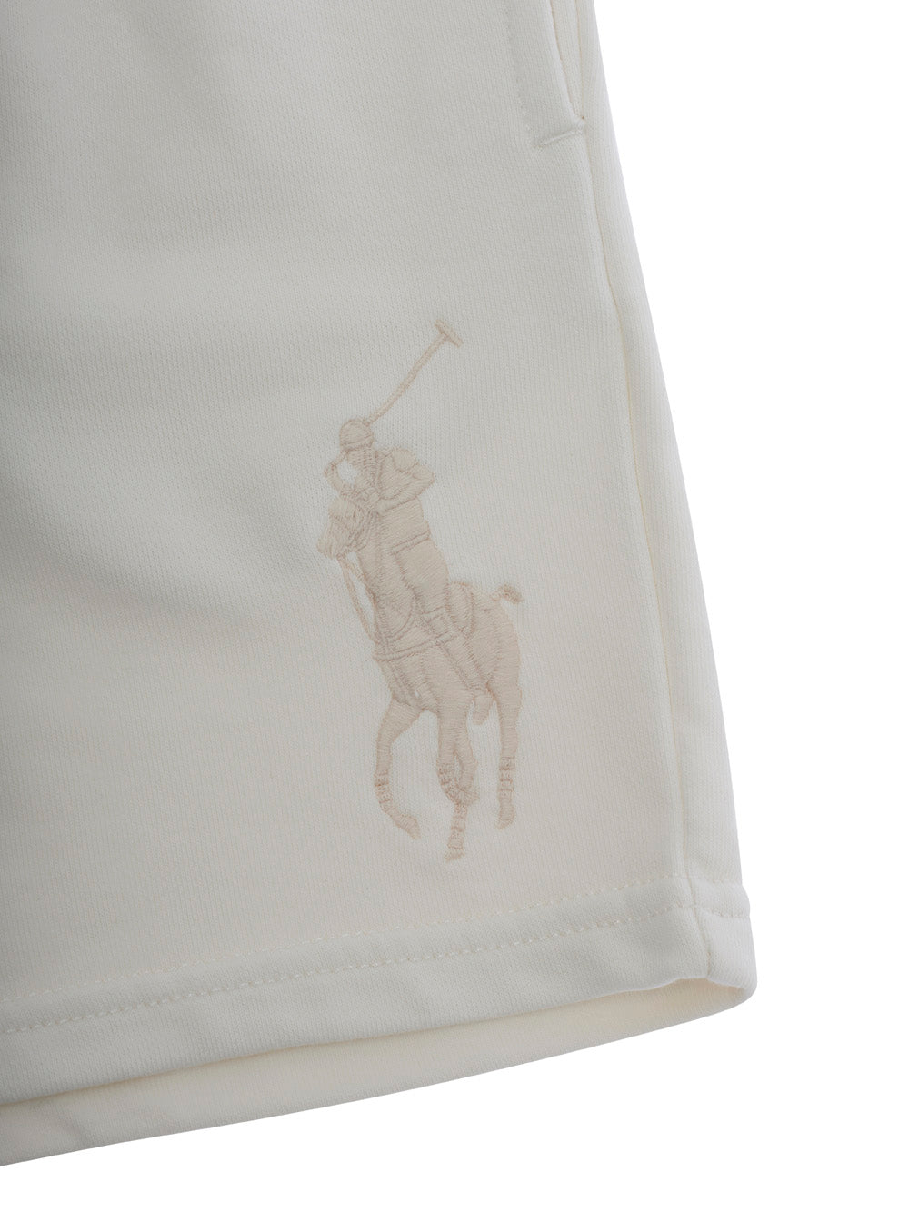 KNIT-SHORTS - White Bermuda with elastic waistband Cotton Men Polyester Shorts And