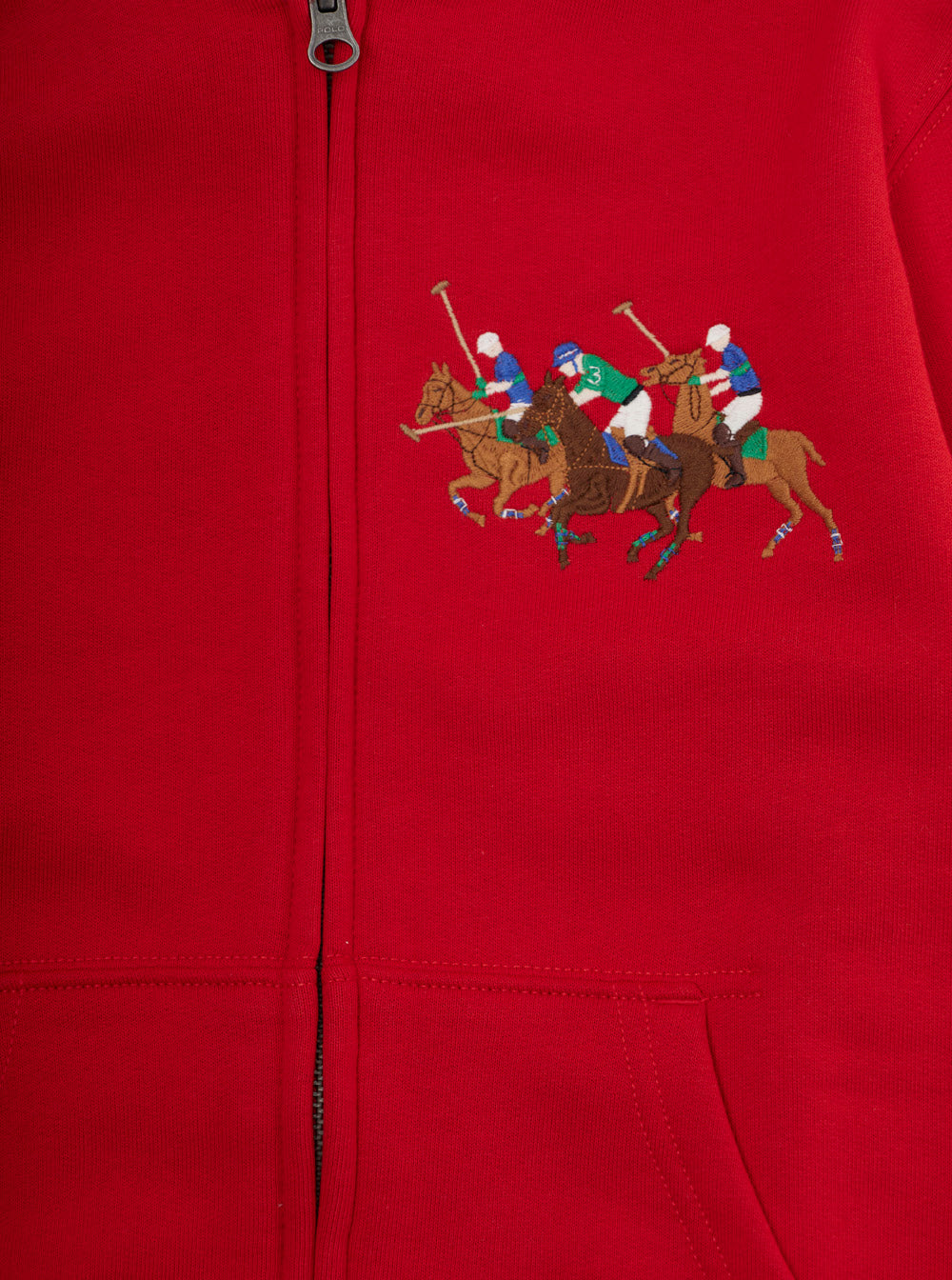Red Hoodie Hooded Sweatshirt with Logo Embroidery on the Front in Cotton Blend for Kids Recycled Polyester Sweatshirts