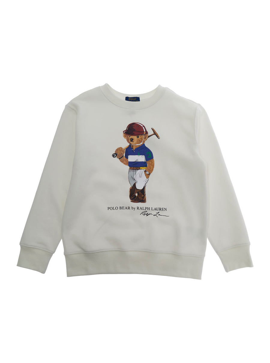 Knit Pullover Sweatshirt, White Cotton Hoods & Sweatshirts