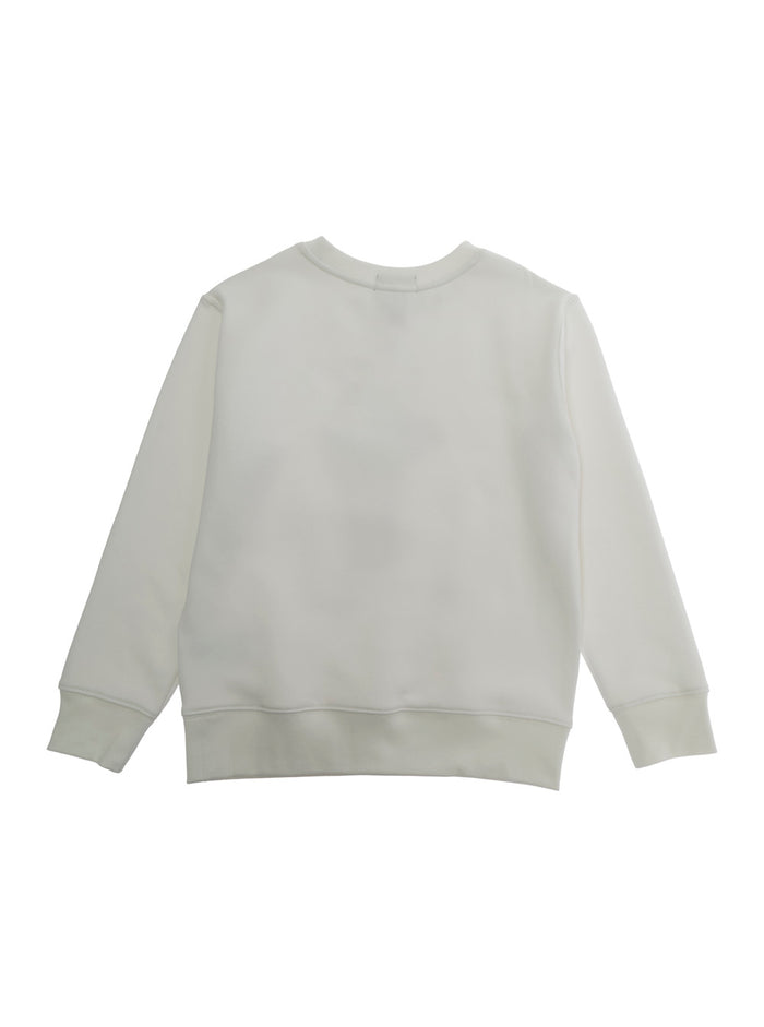 White KNIT-PULLOVER-SWEATSHIRT with Long Sleeves and Crew Neck in Cotton Recycled Polyester Sweatshirts