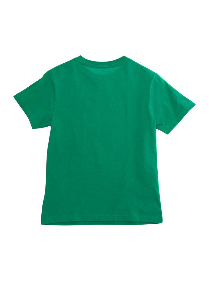 T-Shirt Maxi Logo Crew Neck Green Kids Cotton Tshirts And Polo Shirts