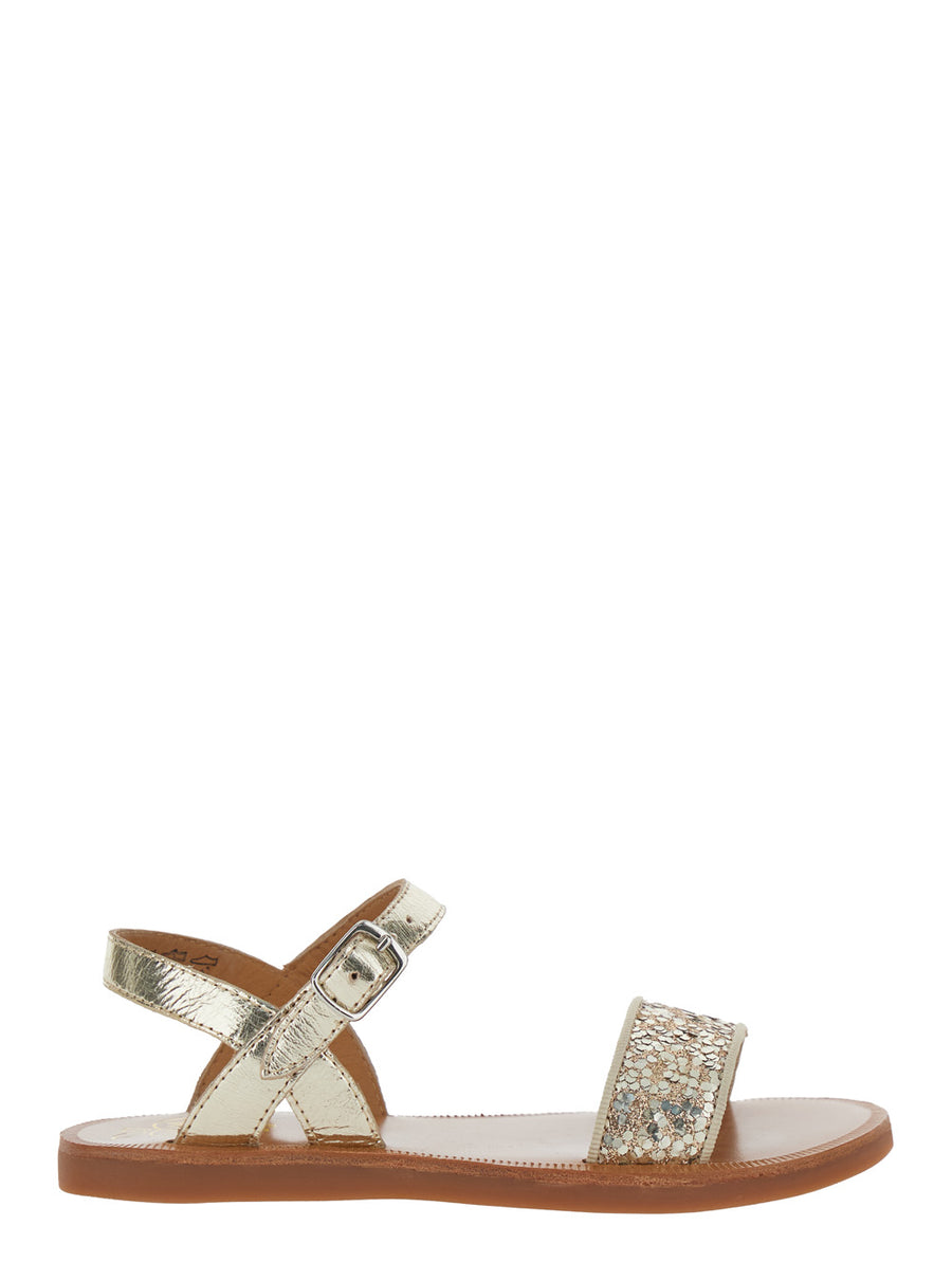 Sandals Plagette Buckle Metallic Leather