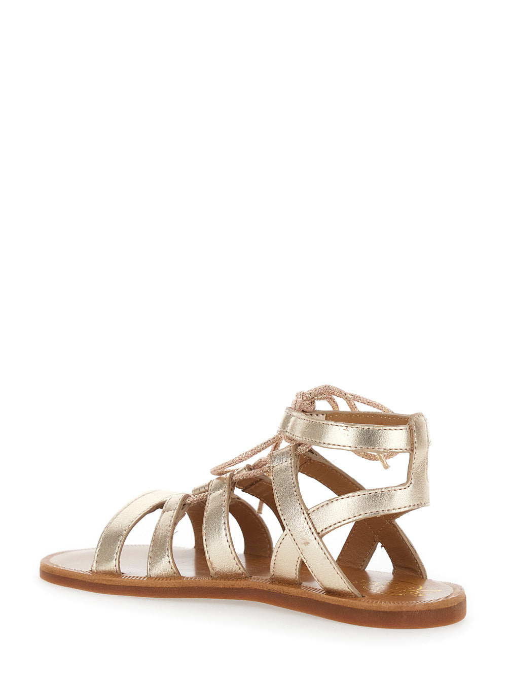 PLAGETTE GUILY STRAP LAMINATED - Metallic Sandals Crossed In Leather Girl Flat Shoes