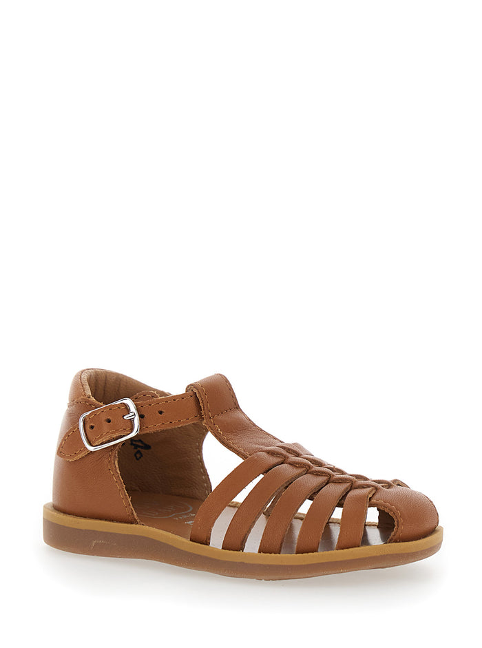 PITTI NAPPA Brown Leather Sandals Flat Shoes