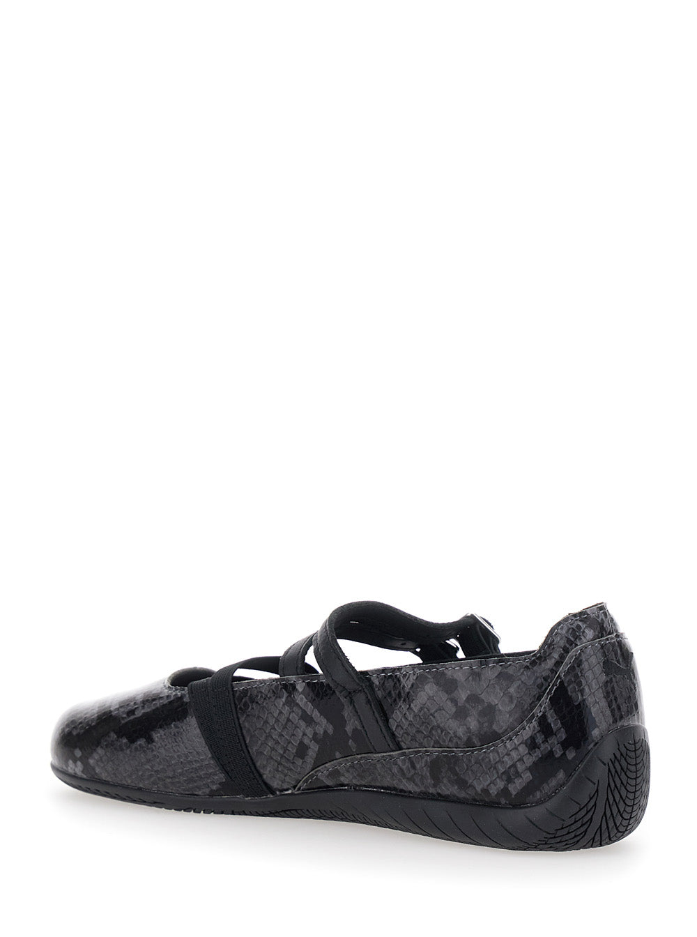Ballet shoes SPEEDCAT Gray with Snake Print in Leather Women Grey Ballerinas