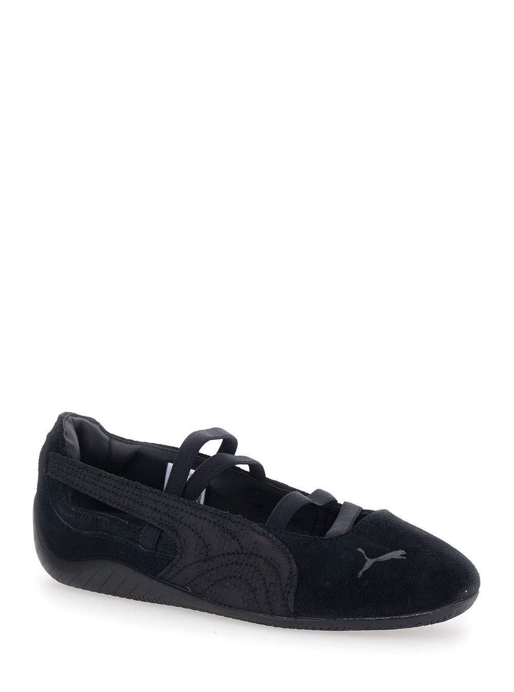 Speedcat Ballet shoes with Snake Skin Effect Print and Leather Fabric Buckle Closure Black Unisex Ballerinas