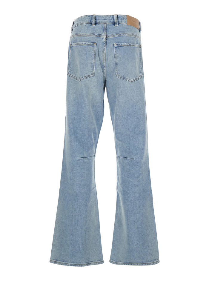 Blue Denim Boot Cut Jeans Blu Cotton