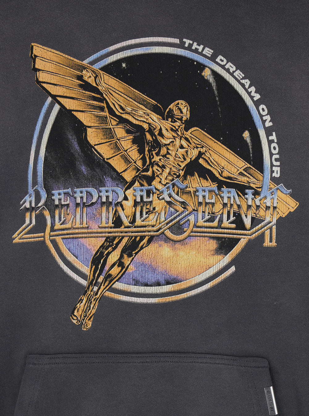 Sweatshirt REPRESENT with Graphic Print on Front and Back Faded Effect in Grey Cotton for Men Sweatshirts