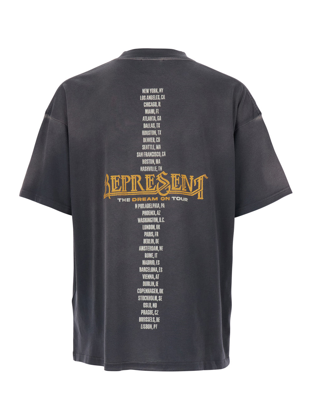 Black T-Shirt with Graphic Print on Front and Back Faded Effect for Men Grey Cotton Tshirts Polo Shirts