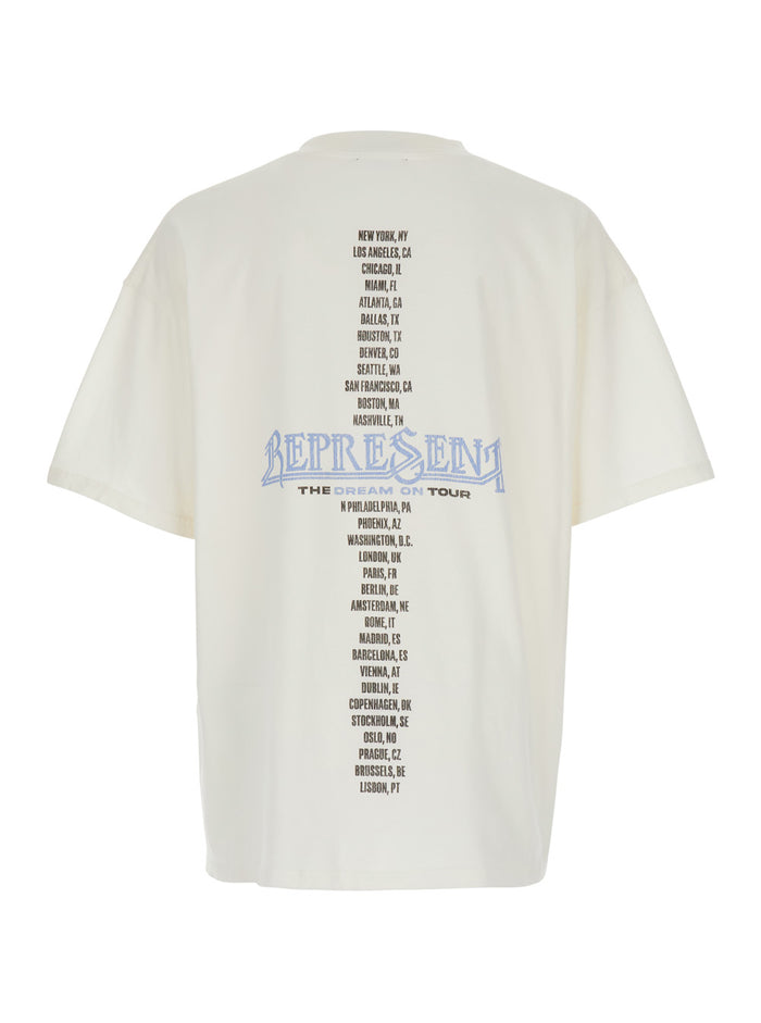 White T-Shirt with Graphic Print on Front and Back for Men Cotton Tshirts Polo Shirts
