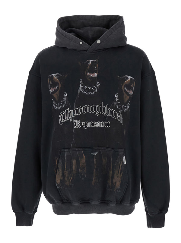 Hooded Sweatshirt Vintage Black Cotton Sweatshirts