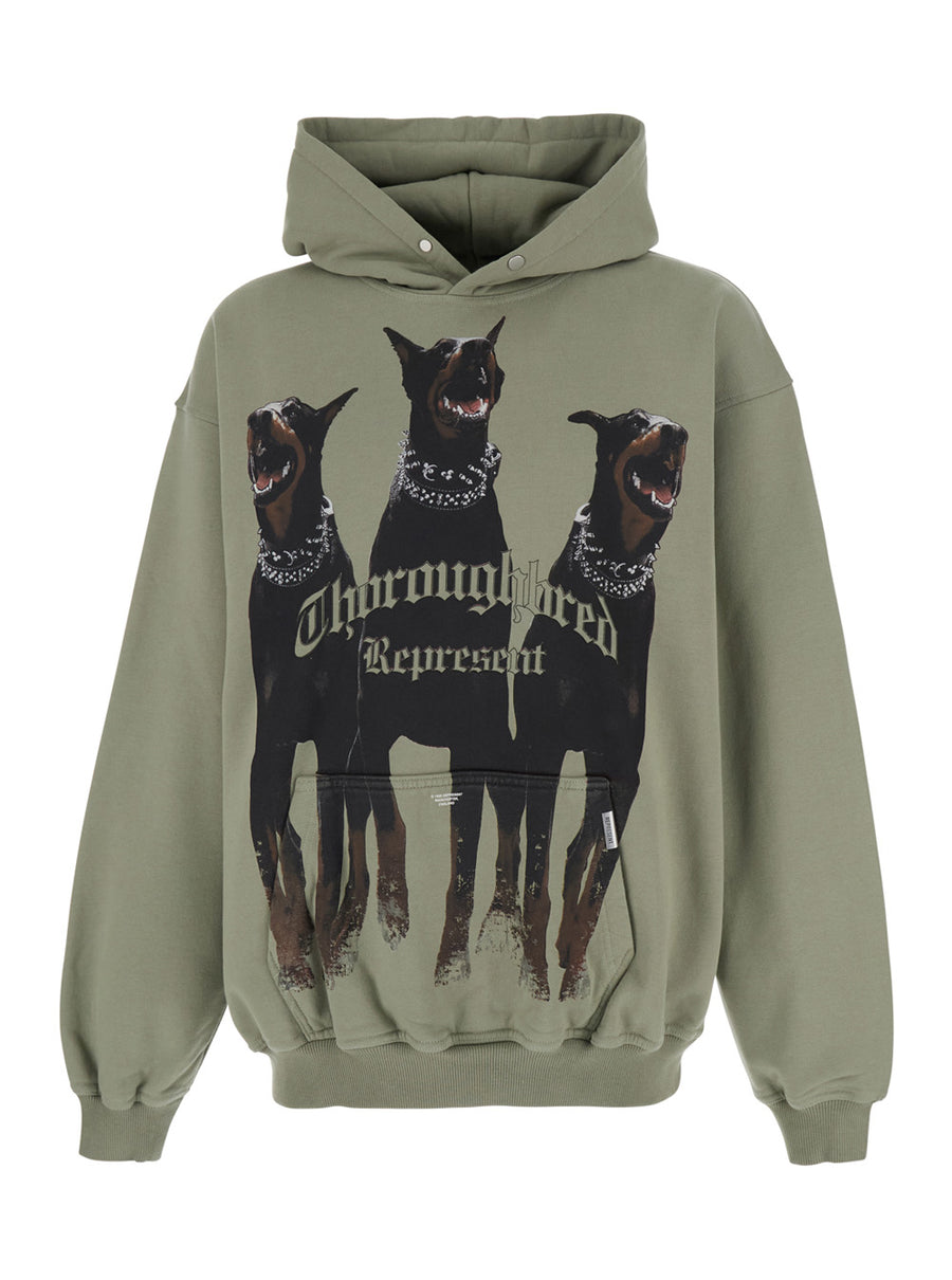 Hooded Sweatshirt Green Cotton Sweatshirts
