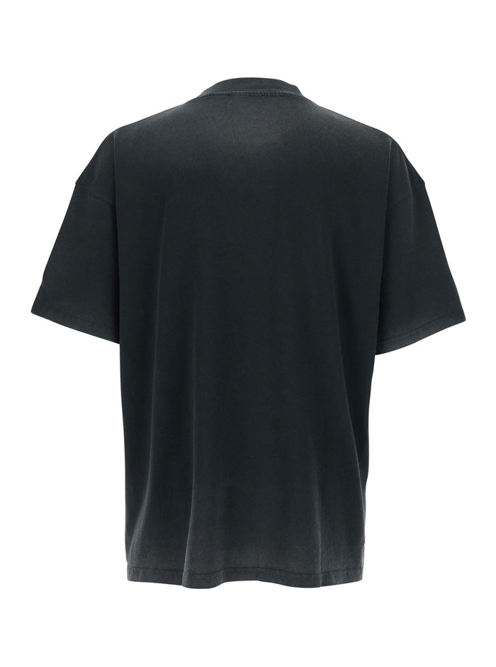 T-Shirt Thoroughbred with Doberman Graphic Print and Lettering Logo on the Front in Black Cotton for Men Tshirts Polo Shirts