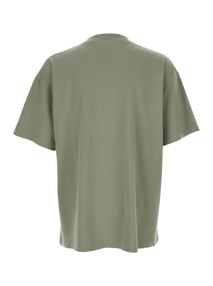 Thoroughbred T-Shirt with Doberman Graphic Print and Lettering Logo on the Front in Green Cotton for Men Tshirts Polo Shirts