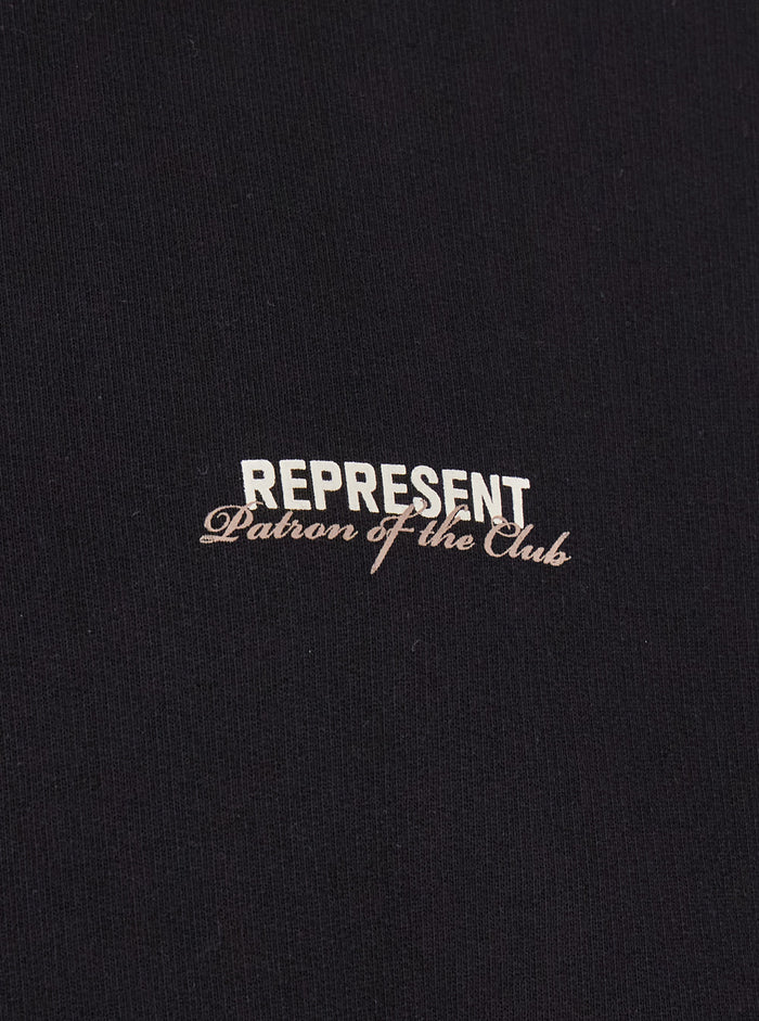 Hoodie Patron of The Club with Front and Back Logo Print in Black Cotton for Men Sweatshirts