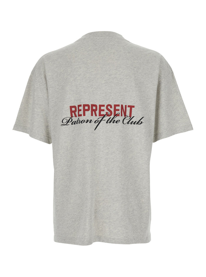 T-Shirt Patron of the Club Gray with Front and Back Logo Print in Mens Cotton Grey Tshirts Polo Shirts