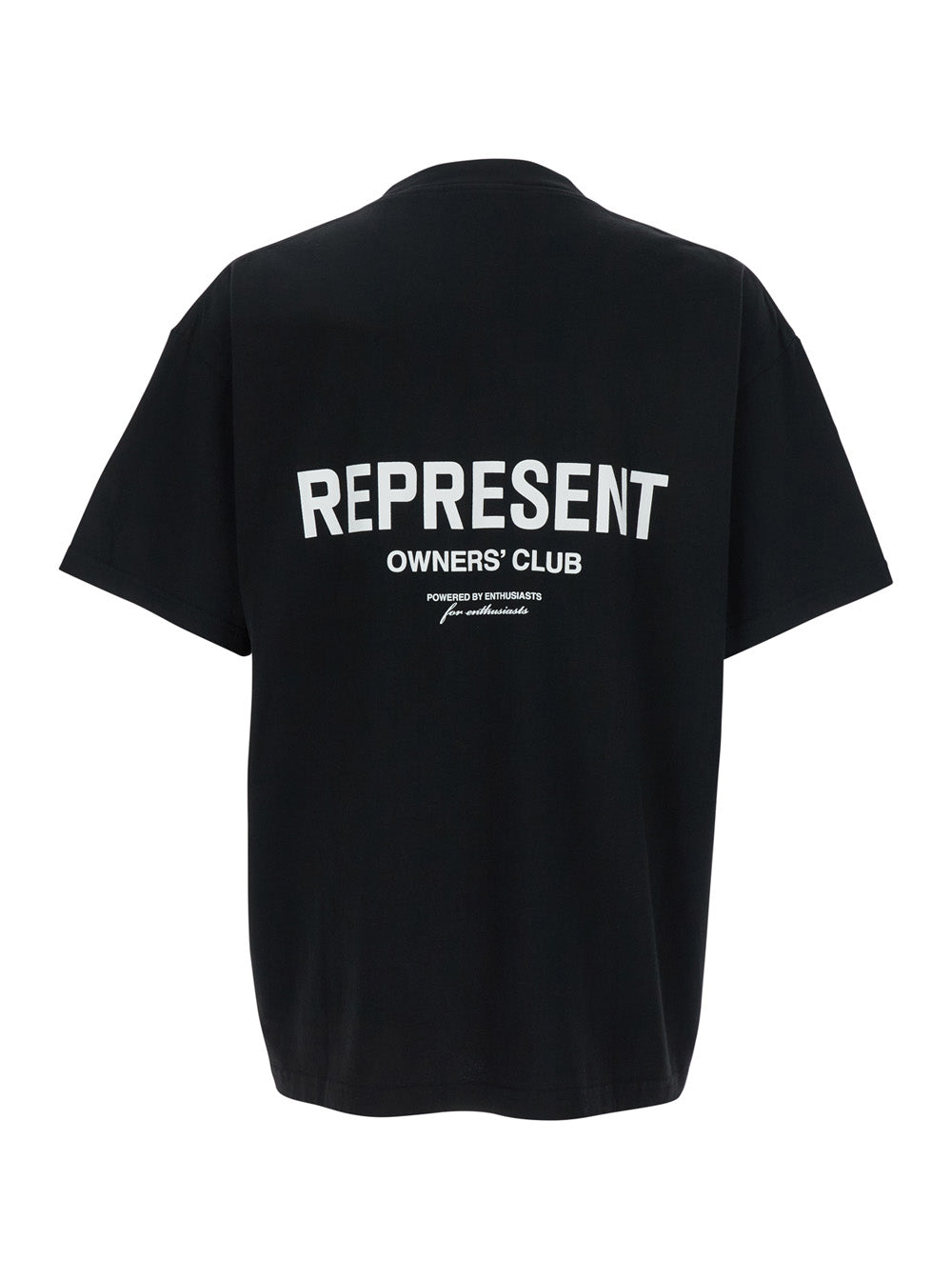 Black T-Shirt with Logo on the Front and Maxi Back in Cotton for Men Tshirts Polo Shirts