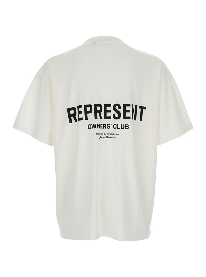White T-Shirt with Logo on the Front and Maxi Back in Cotton for Men Tshirts Polo Shirts