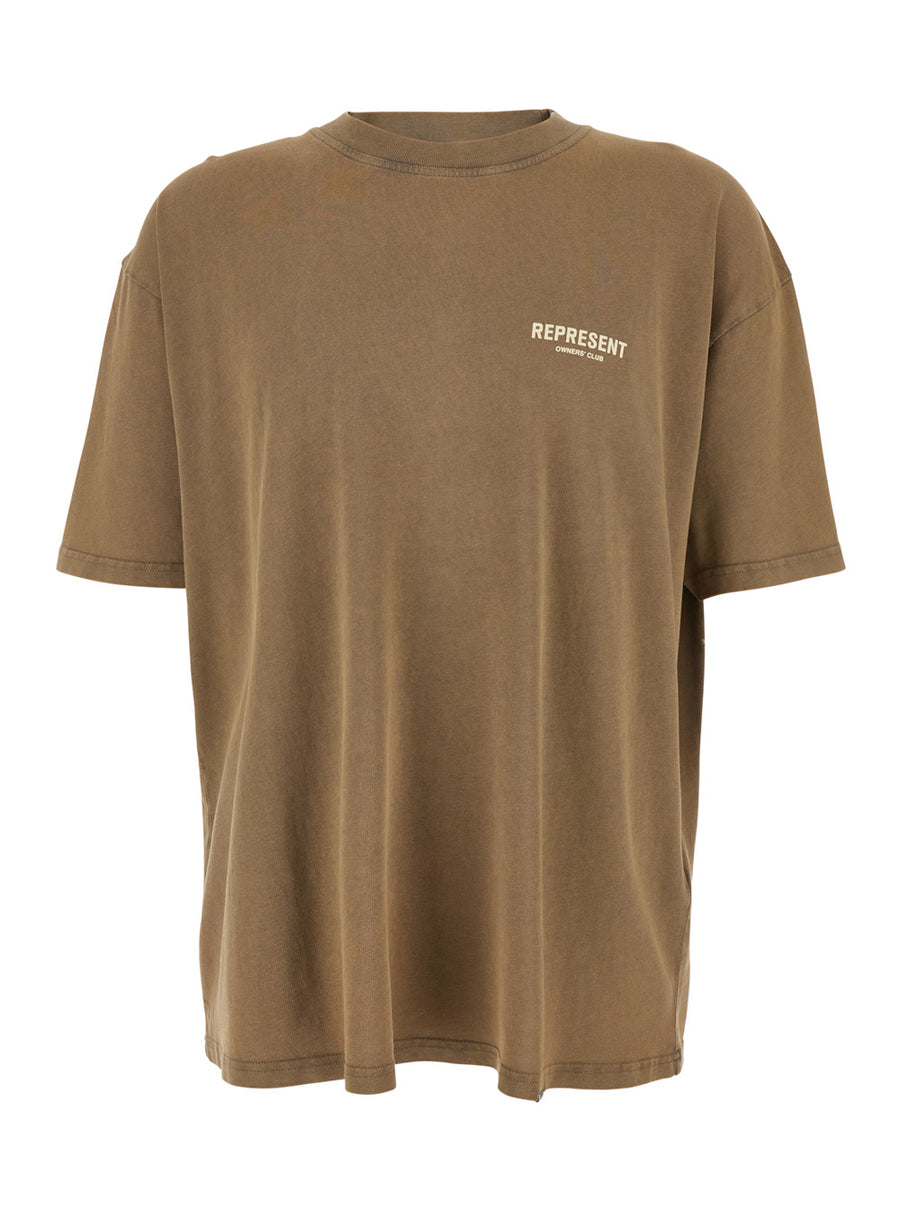 T-Shirt With Logo — Brown Cotton T-shirts