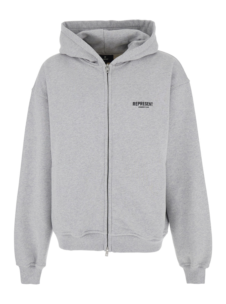 Zip-Up Hoodie Grey Cotton Sweatshirts