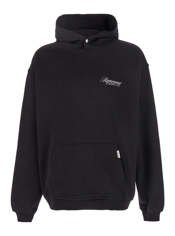 Hoodie Black Logo Print Cotton Sweatshirts