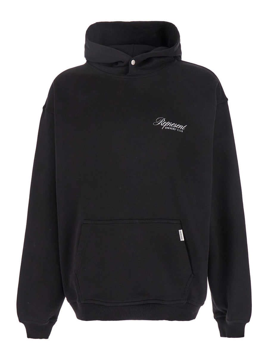 Hoodie Black Logo Print Cotton Sweatshirts