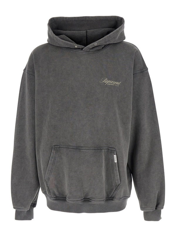 Sweatshirt With Logo Print, Grey Cotton Sweatshirts