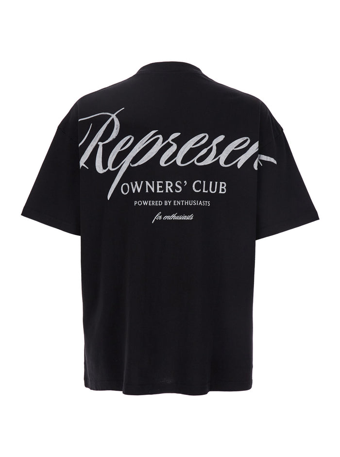 T-Shirt Owners Club Black with Front and Back Print in Cotton for Men Tshirts Polo Shirts