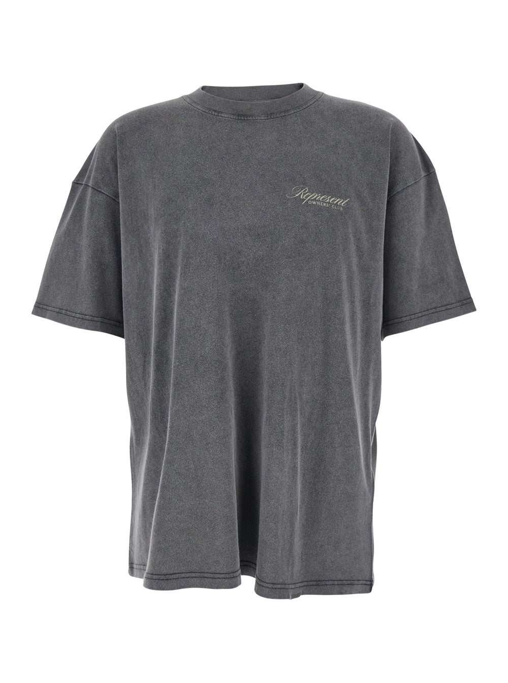 Gray T-Shirt with Logo on Front and Back Faded Effect - Cotton Clothing Men Grey Tshirts Polo Shirts