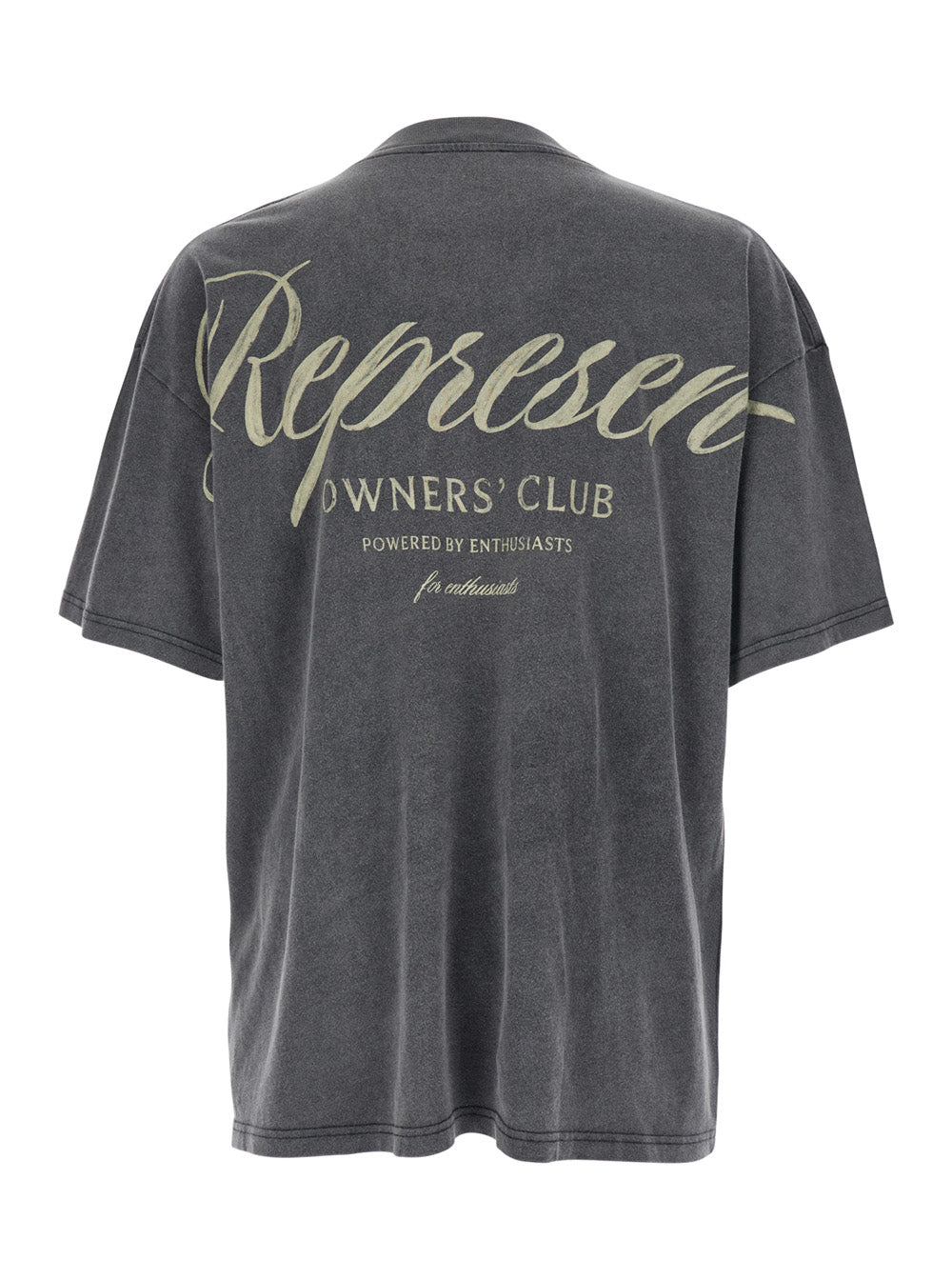 Gray T-Shirt with Logo on Front and Back Faded Effect - Cotton Clothing Men Grey Tshirts Polo Shirts